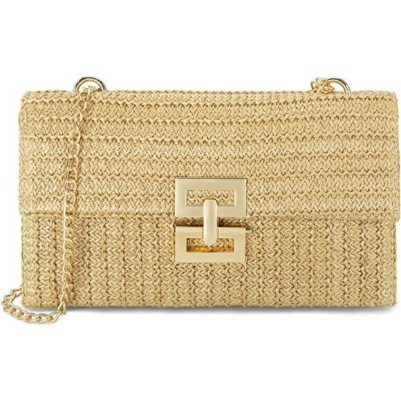 Straw Clutch Purse for Women, Woven Handbag Summer Beach Rattan - Picture 7 of 7